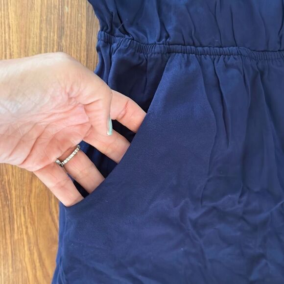 Lulus Navy one piece halter jumper. Pants size S rayon - Picture 3 of 5